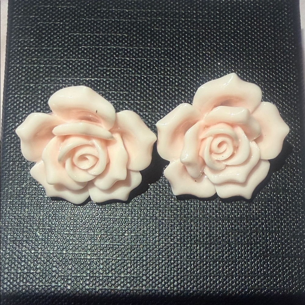 Elegant Pink Rose Stud Earrings